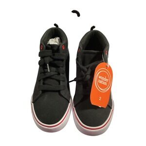 Wonder‎ Nation Black High Top Sneakers, Toddler Canvas Shoes, Size 2, New
